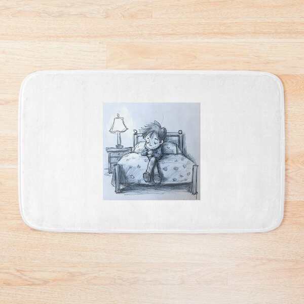 Item preview, Boy by Bed Stick Drawing Art Print - Minimalistic Childhood Decor designed and sold by ArboretumFinds.
