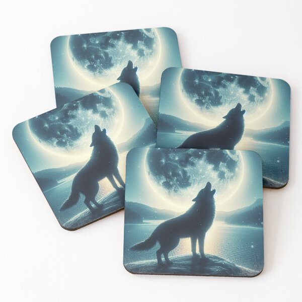 Item preview, wolf howling at the moon over lake designed and sold by silence28.