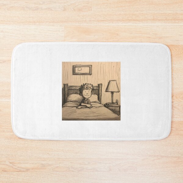 Item preview, Boy by Bed Stick Drawing Art Print - Minimalistic Childhood Decor designed and sold by ArboretumFinds.