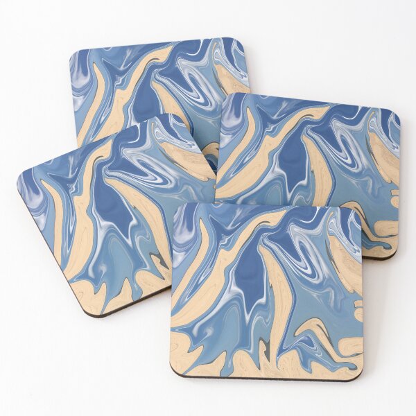 Item preview, Blue and beige Abstract Art - English beach designed and sold by Fantacaroo Designs.
