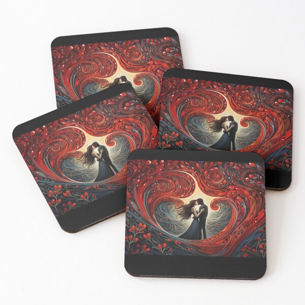 Item preview, Beautiful Red Heart Shape Surrounding a Mixed Black and White Couple with Love - Valentine's Day designed and sold by Artmugic.