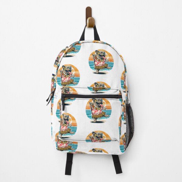 Item preview, PaPa Bulldog in summer , dancing in Hawaii, vintage style designed and sold by olopaw.