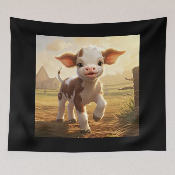 Item preview, Sunrise Frolic: Cheerful Farm Calf designed and sold by vk09.