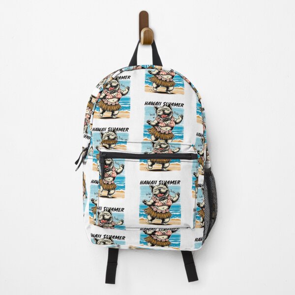 Item preview, PaPa Bulldog in summer , dancing in Hawaii, vintage style designed and sold by olopaw.
