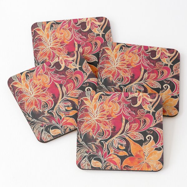Item preview, Batik Pattern - Red Floral Design designed and sold by HausKatz.