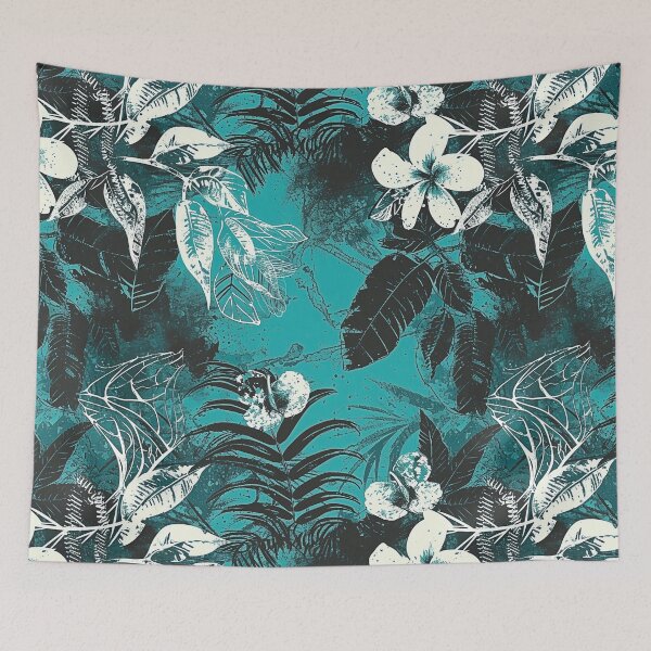 Item preview, Tropical Flowers Batik Pattern - Blue Floral Design designed and sold by HausKatz.
