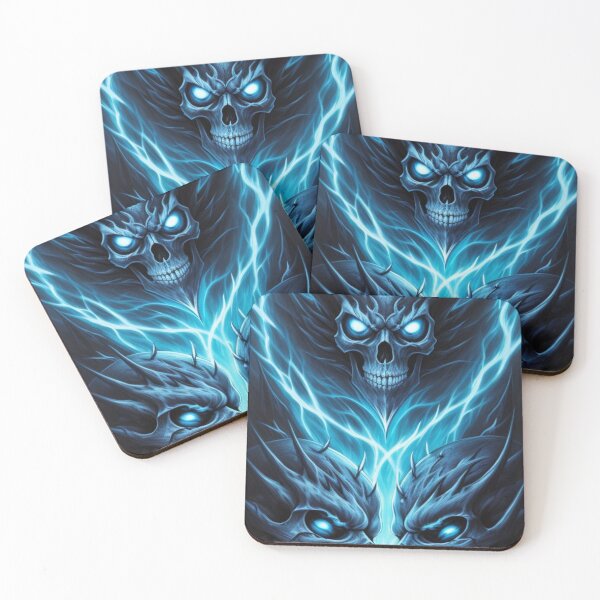 Item preview, Heavy Metal Skulls and Demons In Electric Blue designed and sold by TheDarkWardrobe.