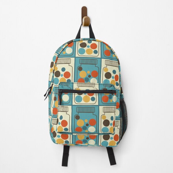 Item preview, Retro pattern No.56d- retro jars blue and orange chequer designed and sold by TalkingHerds.