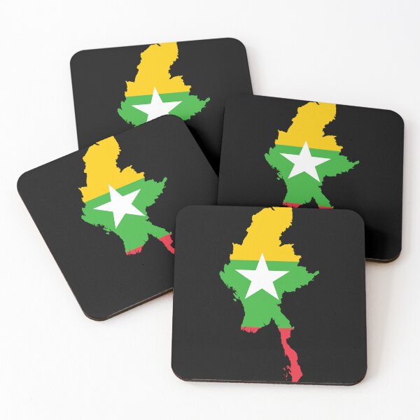Item preview, Flag Map of Myanmar designed and sold by feether-store.