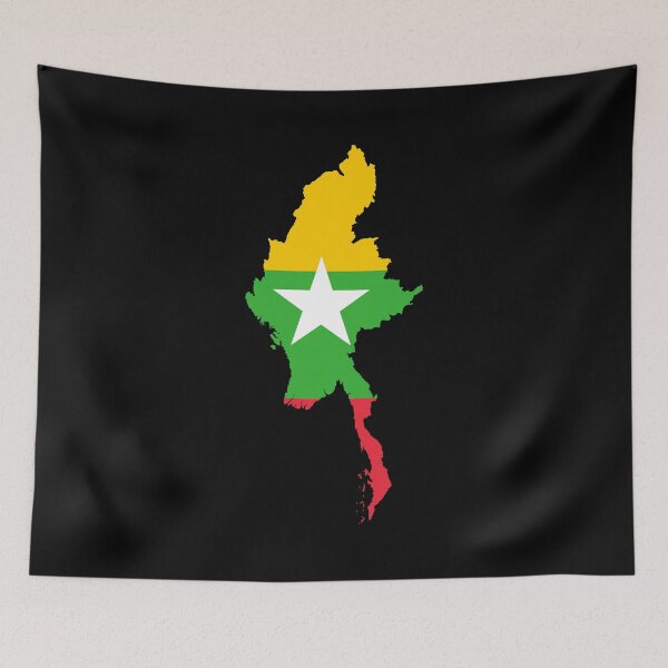 Item preview, Flag Map of Myanmar designed and sold by feether-store.