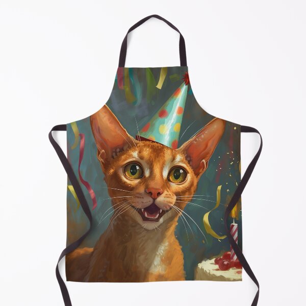 Item preview, Abyssinian Cat in Party Hat wtih Birthday Cake designed and sold by OddCorro.