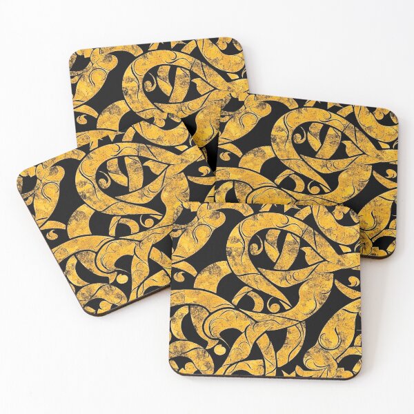 Item preview, Yellow Batik Pattern - Flowing Design on Black designed and sold by HausKatz.