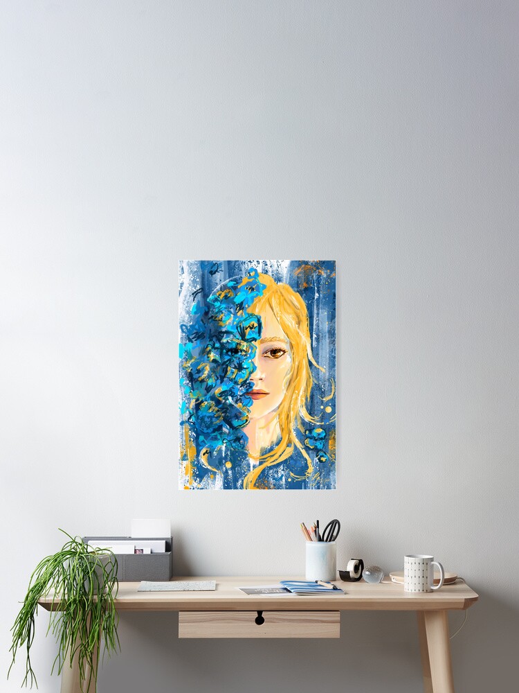 Thumbnail 2 of 3, Poster, She Dreams of Blue Skies designed and sold by ScharaReeves.