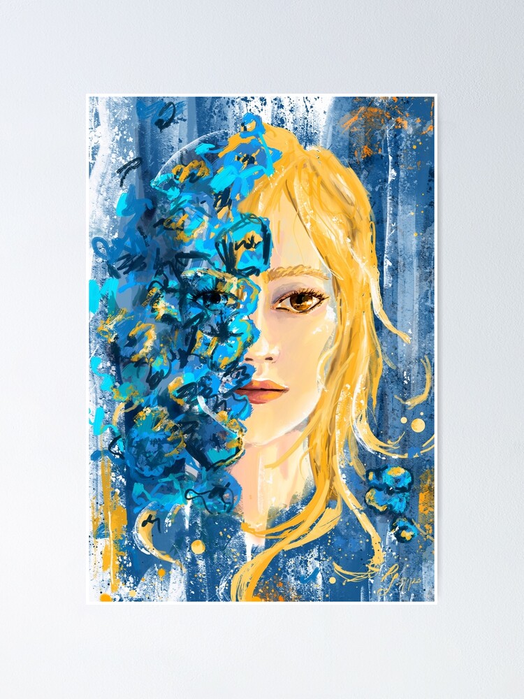 Thumbnail 1 of 3, Poster, She Dreams of Blue Skies designed and sold by ScharaReeves.