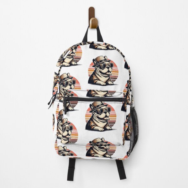 Item preview, PaPa Bulldog in summer , Chilling in Hawaii, vintage style designed and sold by olopaw.