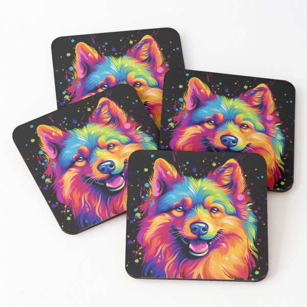 Item preview, colorful Finnish Spitz Karelo Laika colorful dogs painting designed and sold by WallyPink.