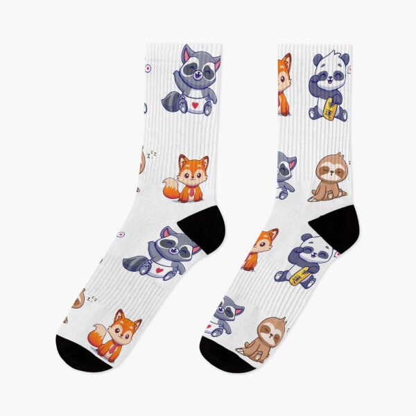 Item preview, Sticker pack of cute animals - red fox, panda bear, raccoon, sloth designed and sold by MoshisooPrint.