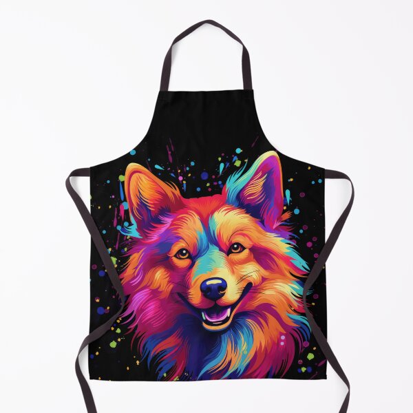 Item preview, colorful Finnish Spitz Karelo Laika colorful dogs painting designed and sold by WallyPink.