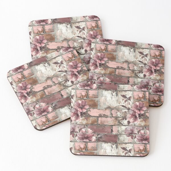 Item preview, Dusty Pink Retro Floral and Painted Brick Design designed and sold by coreexpressions.
