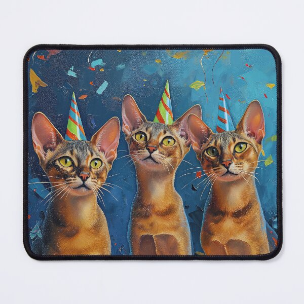 Item preview, 3 Abyssinian Cats in Party Hats designed and sold by OddCorro.