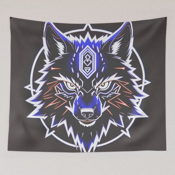 Item preview, Neon Blue And Black Wolf designed and sold by Gabriela McDaniel.