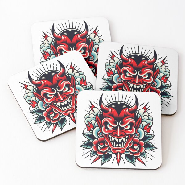 Artikelvorschau, Red Devil & Roses Vintage Flash Tattoo Art Design entworfen und verkauft von BrianSaysDesign.