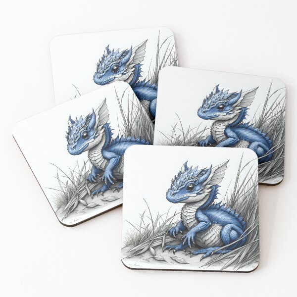 Artikelvorschau, Babyblauer Drache im Gras entworfen und verkauft von greygoul.