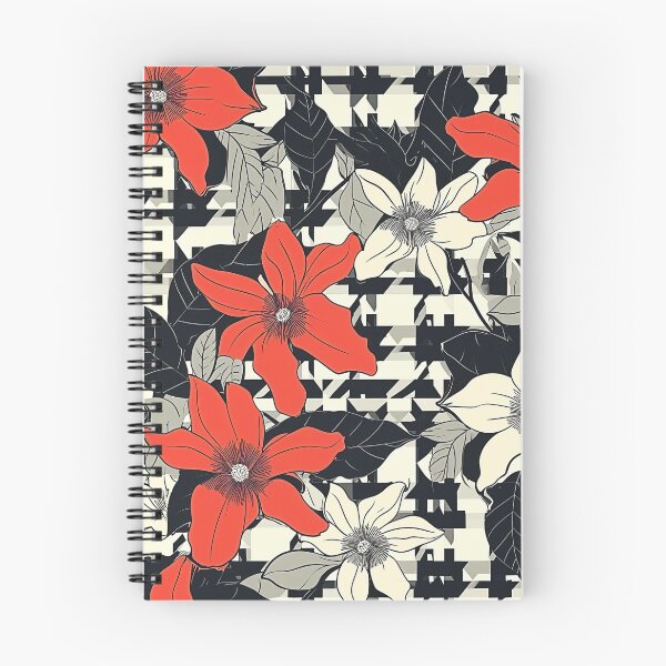 Item preview, Houndstooth Design with Red and White Flowers designed and sold by HausKatz.