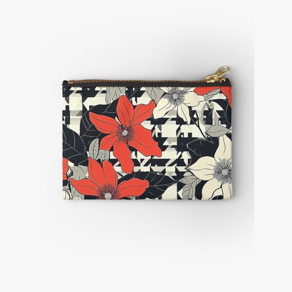 Item preview, Houndstooth Design with Red and White Flowers designed and sold by HausKatz.
