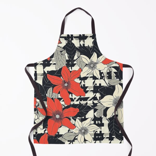 Item preview, Houndstooth Design with Red and White Flowers designed and sold by HausKatz.