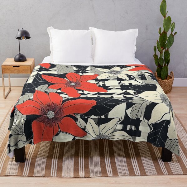Item preview, Houndstooth Design with Red and White Flowers designed and sold by HausKatz.