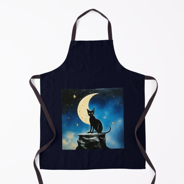Item preview, A Black Cat sitting on a crescent moon, among the stars. Surrealism. designed and sold by Natalia-Vlad.
