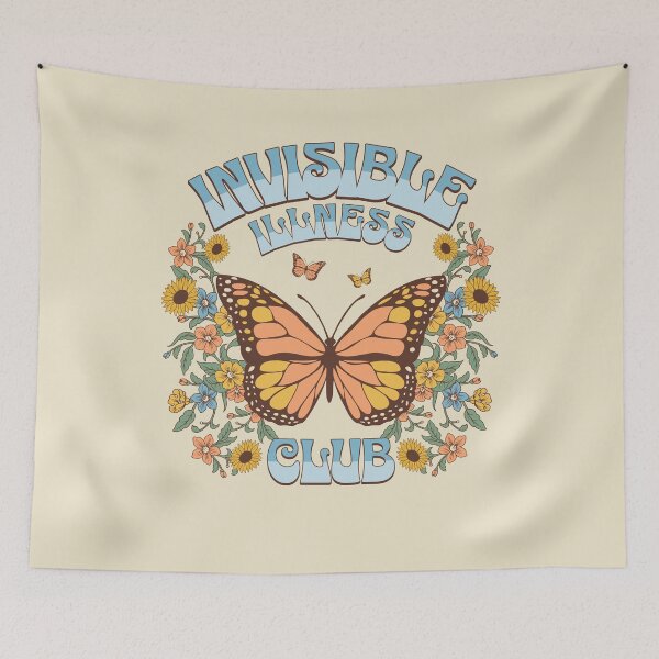 Item preview, Invisible Illness Club Shirt Funny Chronic Illness Retro Butterfly designed and sold by PUFFYP.