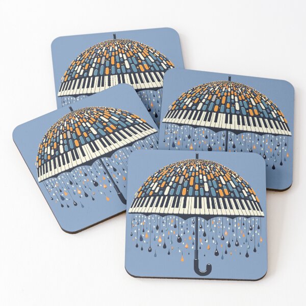 Item preview, Artistic Umbrella Design with Piano and Pill Raindrops designed and sold by KaleidoNest.