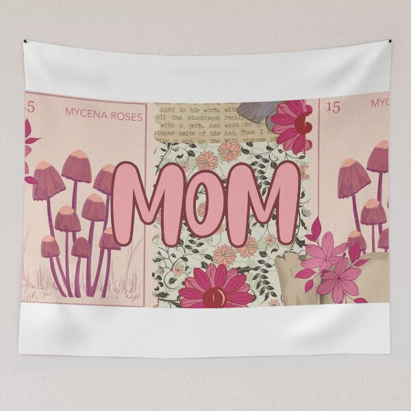 Item preview, Mom vintage retro flowers and mushrooms in pink designed and sold by BritishDelights.