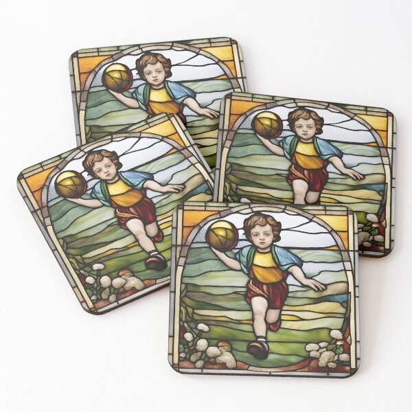 Item preview, stained glass window a child running with a ball designed and sold by janjacbu.