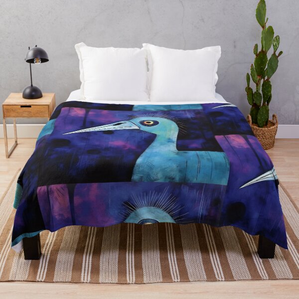 Item preview, Ethereal Plumage Unveiled- Abstract Expressionism Meets Avian Grace in Blue and Purple Splendor designed and sold by OlfactoART Studio.