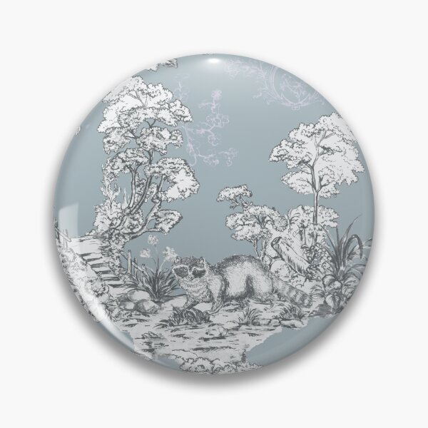 Item preview, amante, conejo, mapaches, bosque, Toile de Jouy, papel tapiz, jardín, paisaje, botánico, criatura, chinoiserie, azul y blanco designed and sold by letsgow8th.
