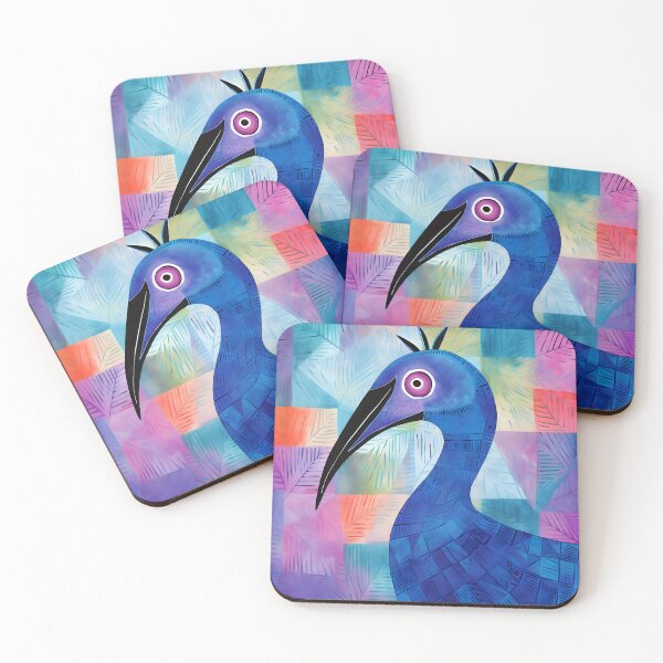 Item preview, Azure Majesty- A Symphony of Cassowary Elegance in Abstract Brushstrokes and Harmonious Blend of Blue and Vibrant Purple designed and sold by OlfactoART Studio.