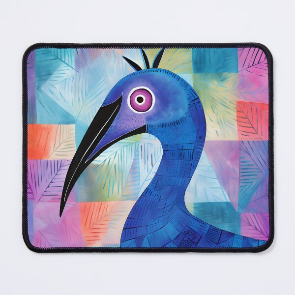 Item preview, Azure Majesty- A Symphony of Cassowary Elegance in Abstract Brushstrokes and Harmonious Blend of Blue and Vibrant Purple designed and sold by OlfactoART Studio.