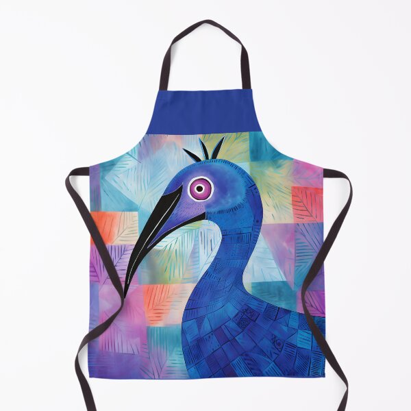 Item preview, Azure Majesty- A Symphony of Cassowary Elegance in Abstract Brushstrokes and Harmonious Blend of Blue and Vibrant Purple designed and sold by OlfactoART Studio.