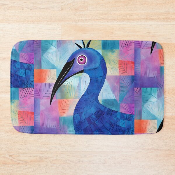 Item preview, Azure Majesty- A Symphony of Cassowary Elegance in Abstract Brushstrokes and Harmonious Blend of Blue and Vibrant Purple designed and sold by OlfactoART Studio.