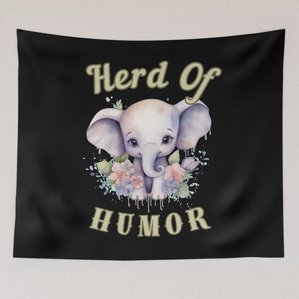 Item preview, Herd Of Humor. elephant portrait designed and sold by ElephantVibes.