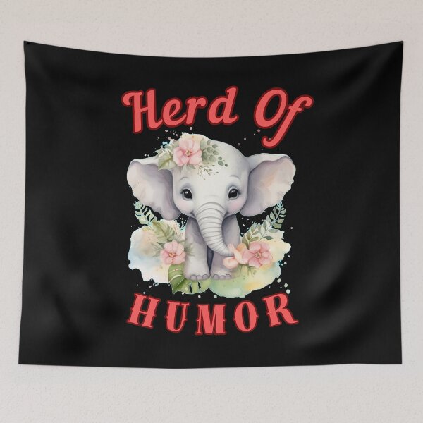 Item preview, Herd Of Humor. happy elephant designed and sold by ElephantVibes.