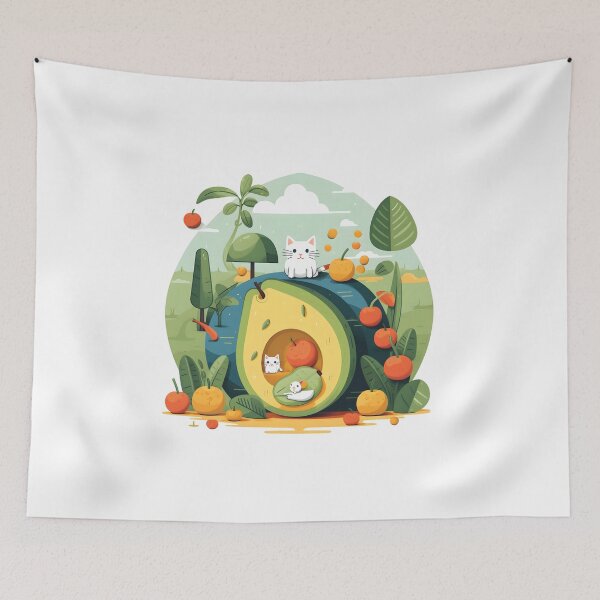 Item preview, Fruity Avocado and Plants hosts Cats designed and sold by omerfdln34.
