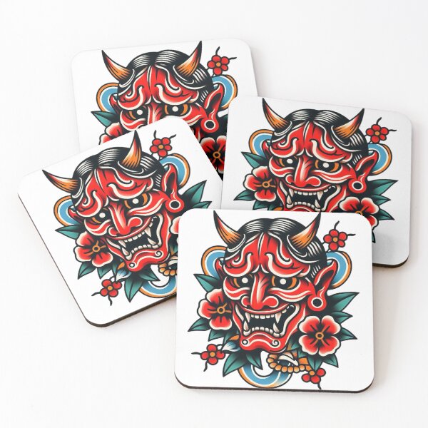 Artikelvorschau, Japanisches Hannya-Masken-Flash-Tattoo-Kunstdesign entworfen und verkauft von BrianSaysDesign.