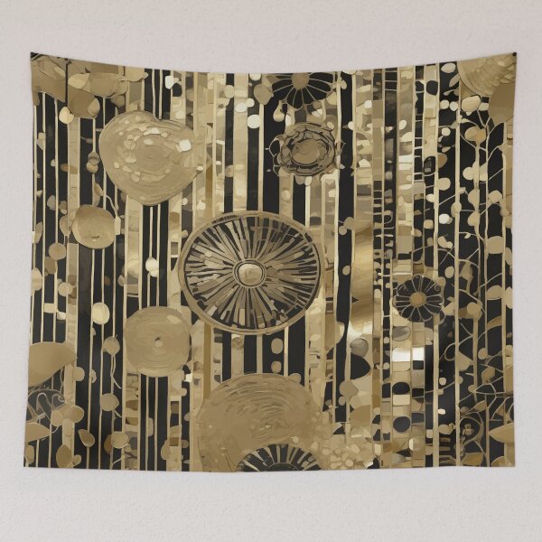 Item preview, Gustav Klimt Black and Gold Abstract Flowers  designed and sold by Vicky Brago-Mitchell®.