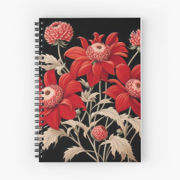 Item preview, Art Nouveau Floral Pattern Collection #1 - Red Dahlias #8 designed and sold by elektronen.