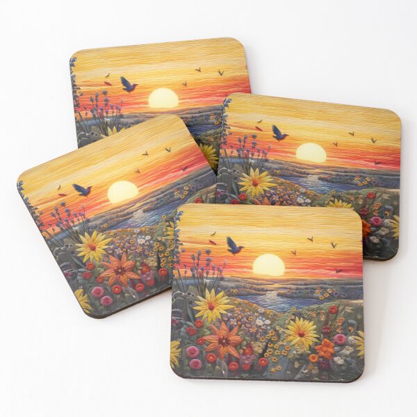 Item preview, Embroidery Print of Wildflowers At Sunset designed and sold by NDMDesignStudio.