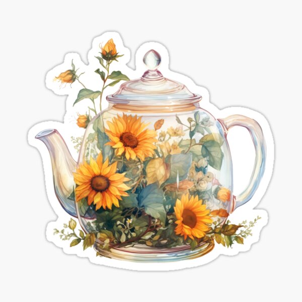 Item preview, Sunflower Field in a Glass Teapot designed and sold by trilliumthrills.